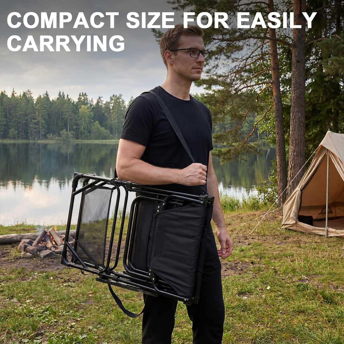 2 Pack Extra Tall Folding Camping Chair with Side Table K9773