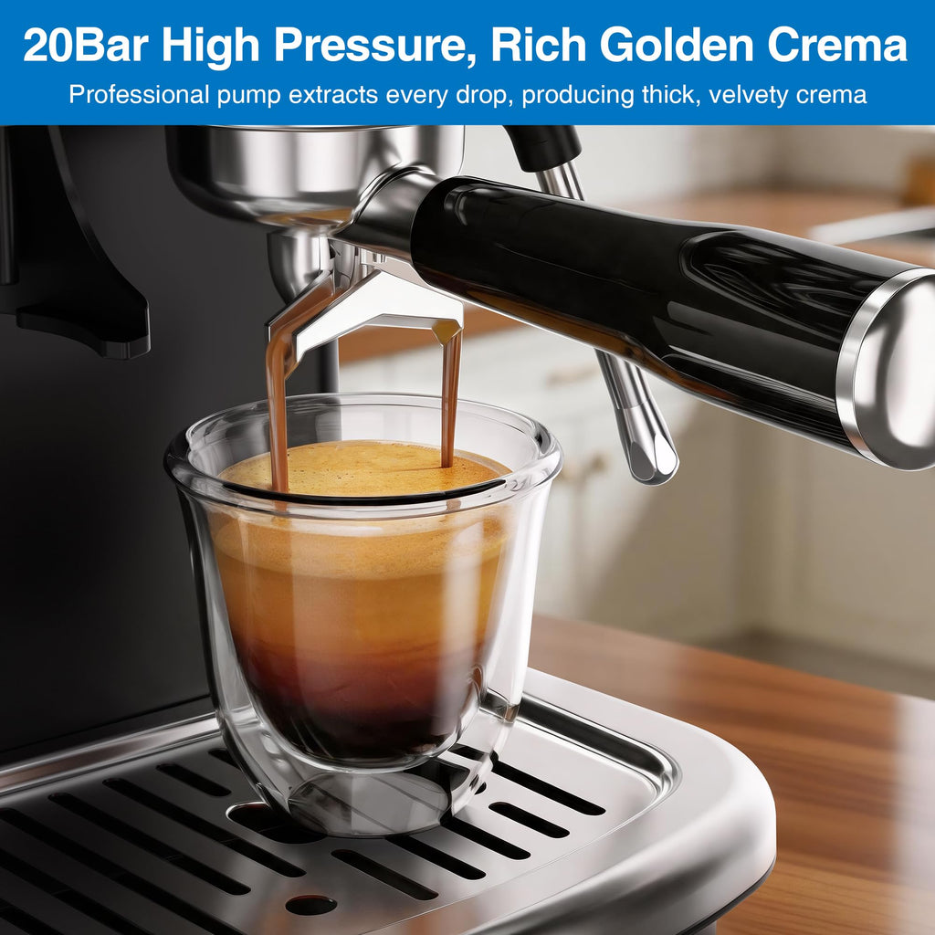 Espresso Machine with Grinder, PID & Programmable Settings, Black T9119