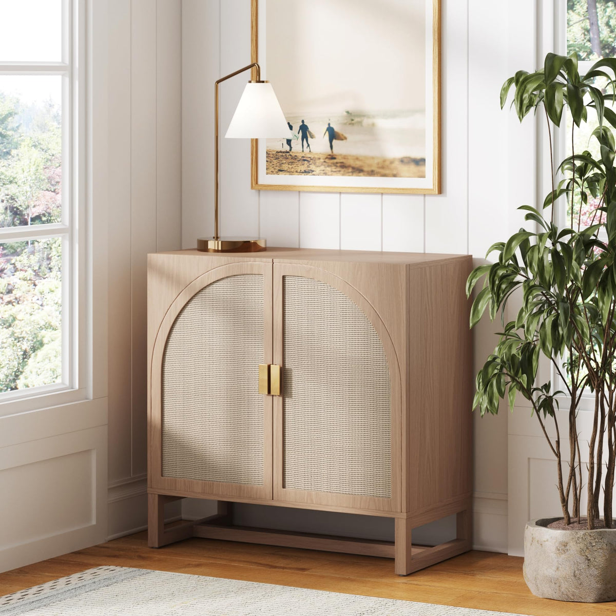 Mid-Century Modern Wood Storage Cabinet with Doors L50218