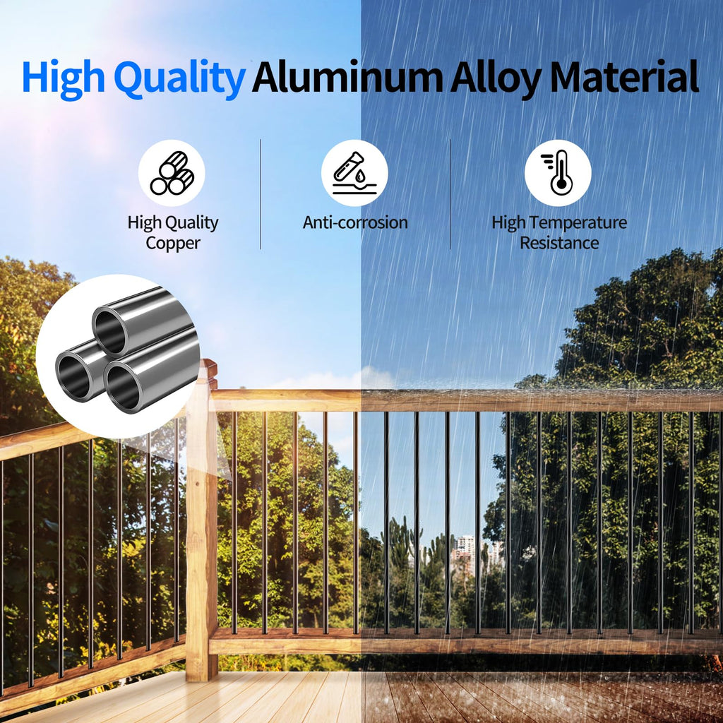 101 Pack 26" x 3/4" Black Round Aluminum Balusters B500