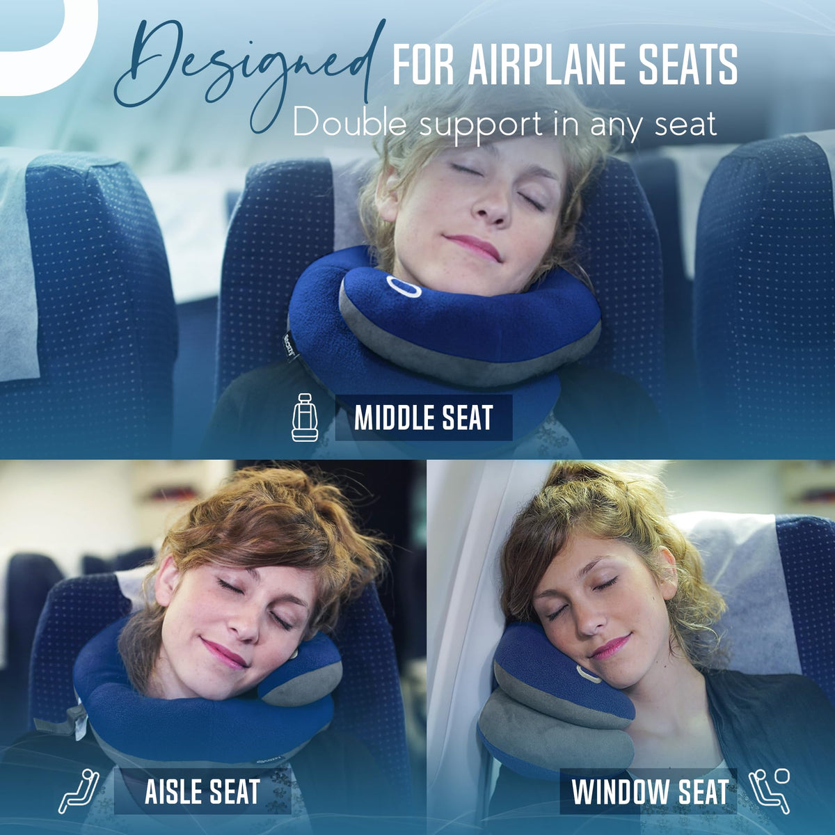 Soft Adjustable Travel Neck Pillow with Carry Bag F8158