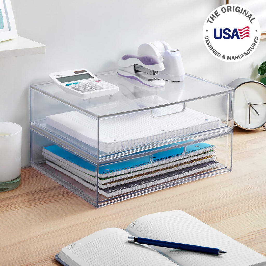 Clear Plastic Stackable Organizer Drawers Set of 2 M5951