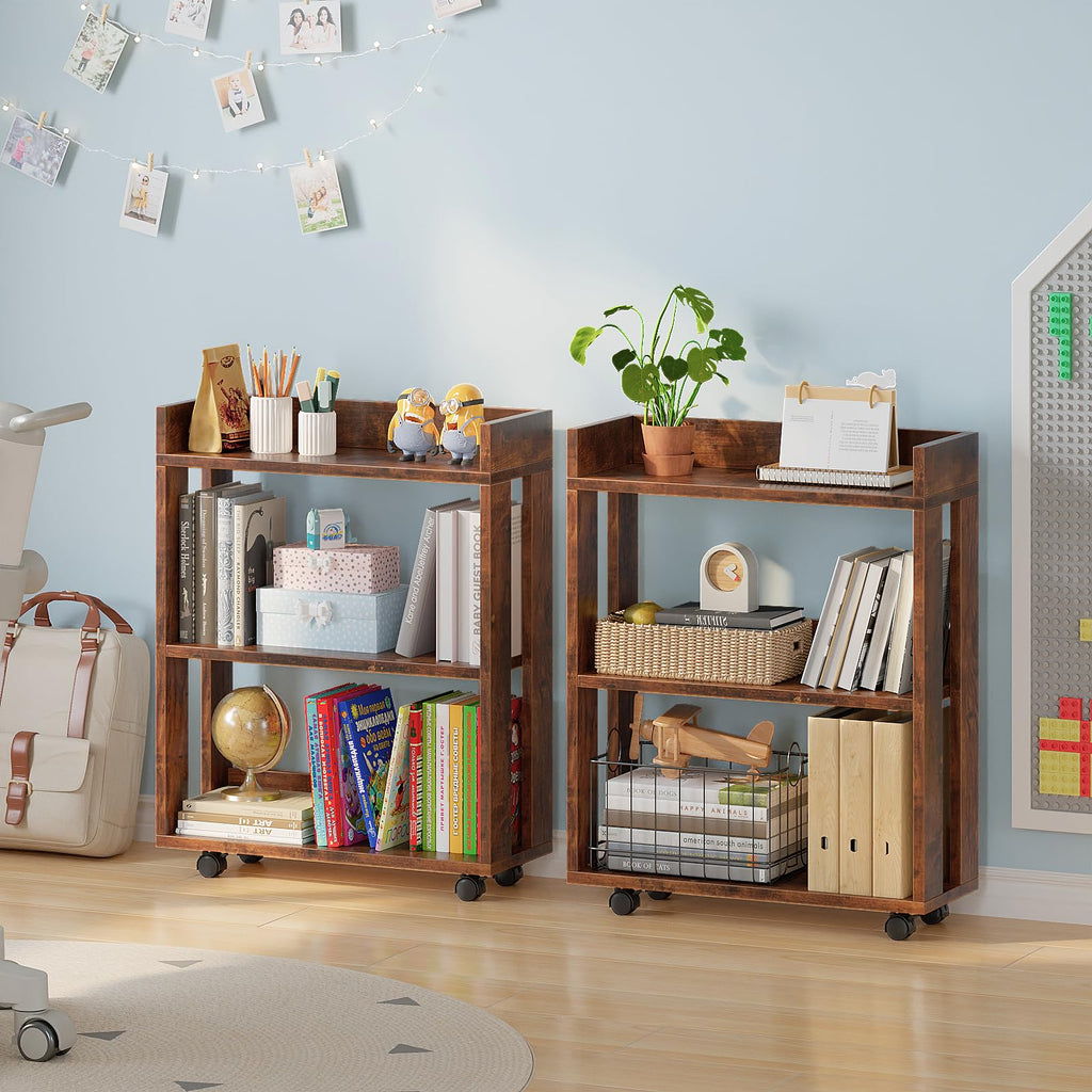 3-Tier Small Bookshelf with Wheels B22521