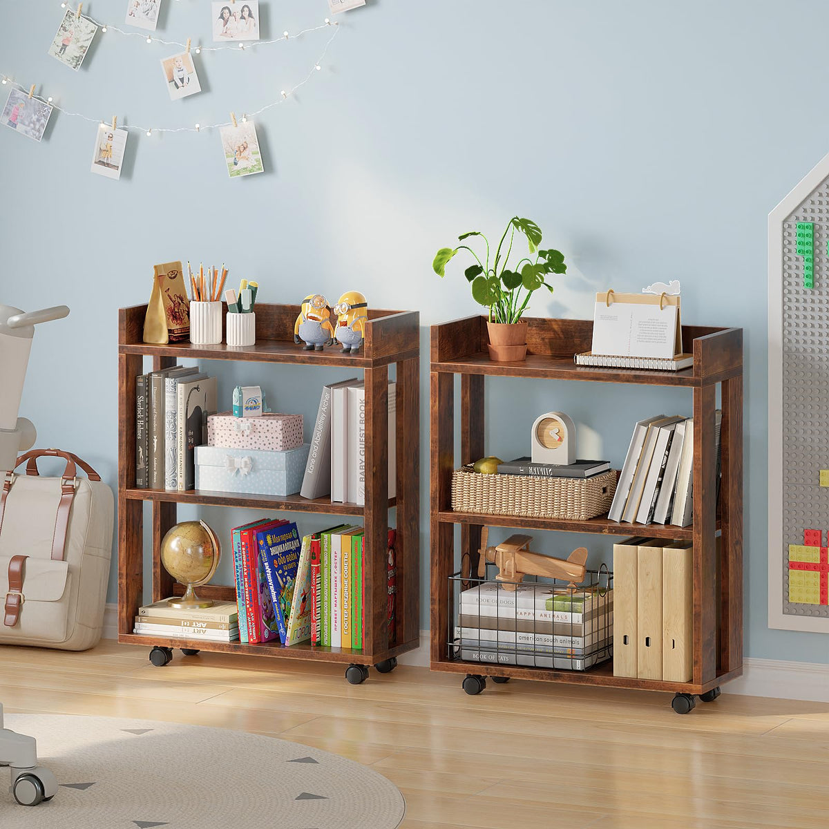3-Tier Small Bookshelf with Wheels B22521