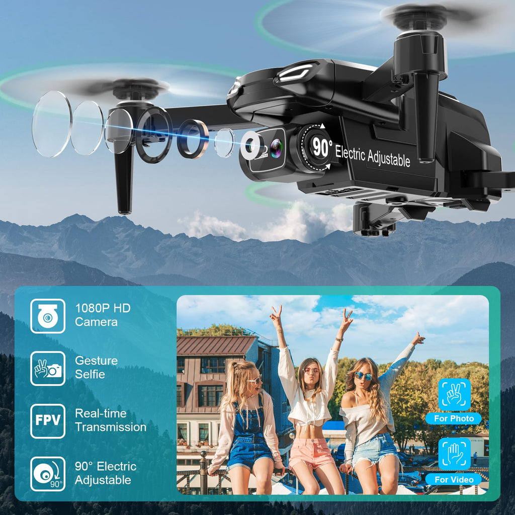 Foldable Mini Drone with 1080P Camera, 2 Batteries K170