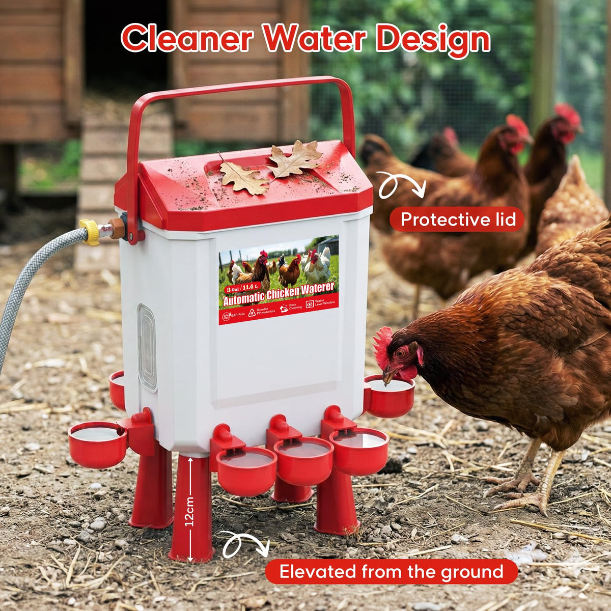 Automatic Chicken Waterer with Float Valve, 3 Gallons B517