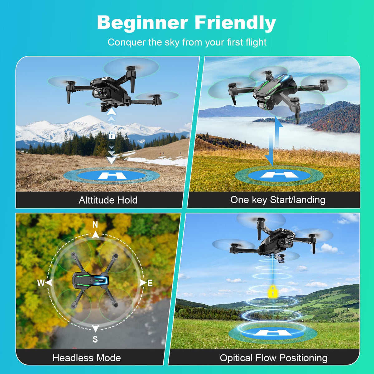 Foldable Mini Drone with 1080P Camera, 2 Batteries K170