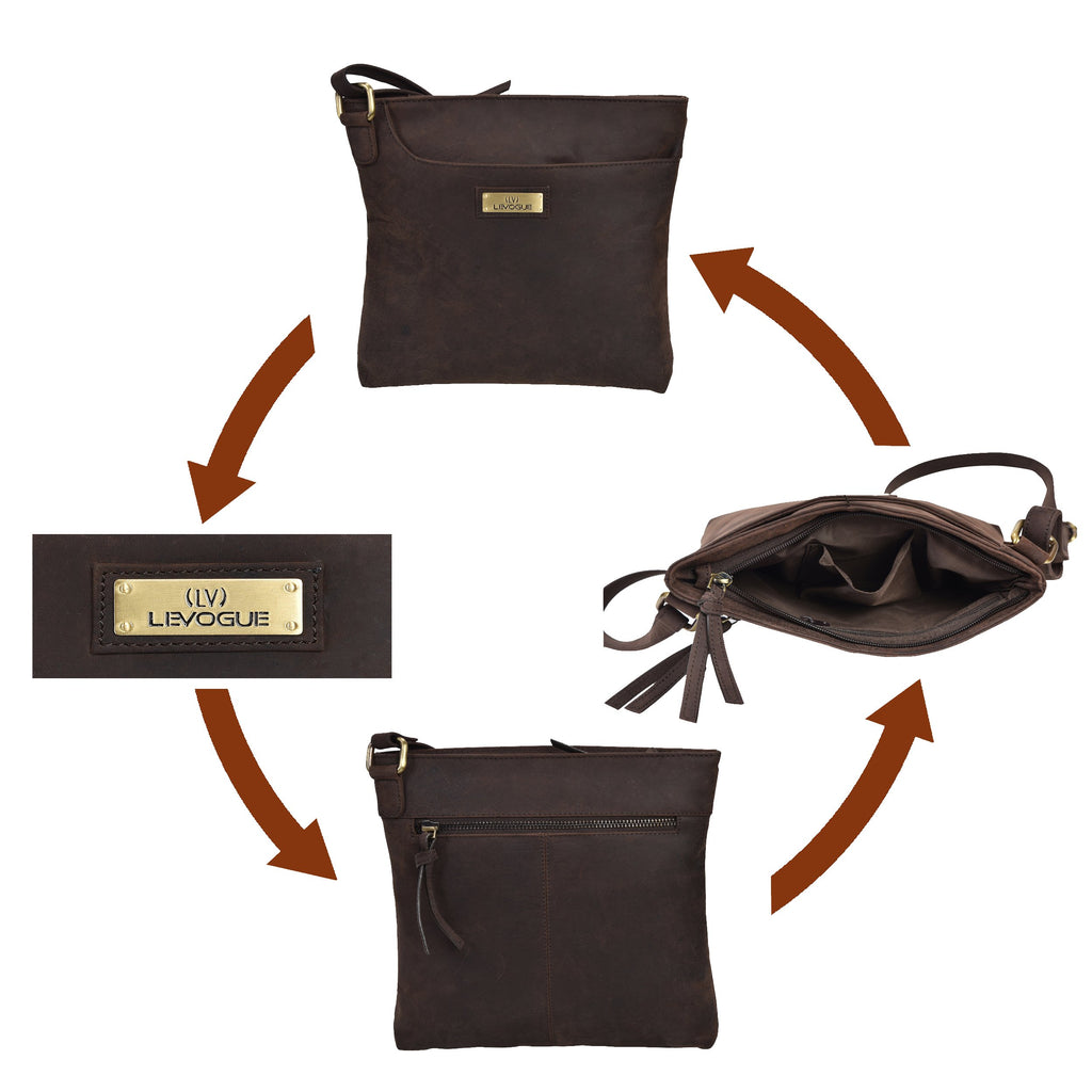 Genuine Leather Women's Crossbody Bag with Adjustable Strap S173844