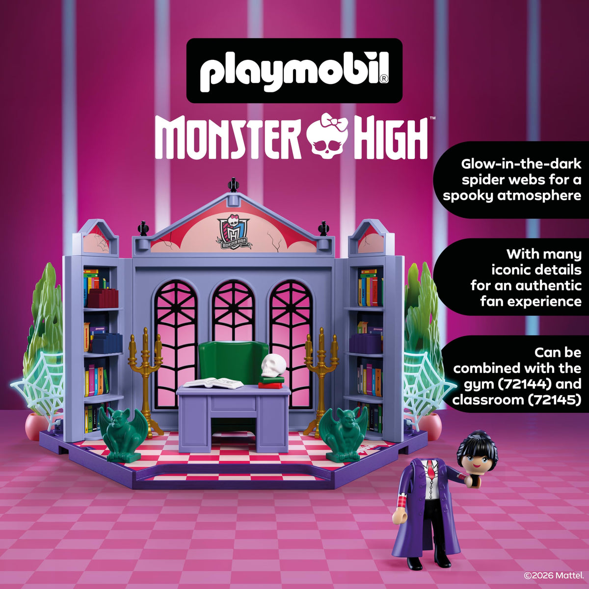 Monster High Office Playset with Desk and Glow-in-the-Dark Spider Webs C23657