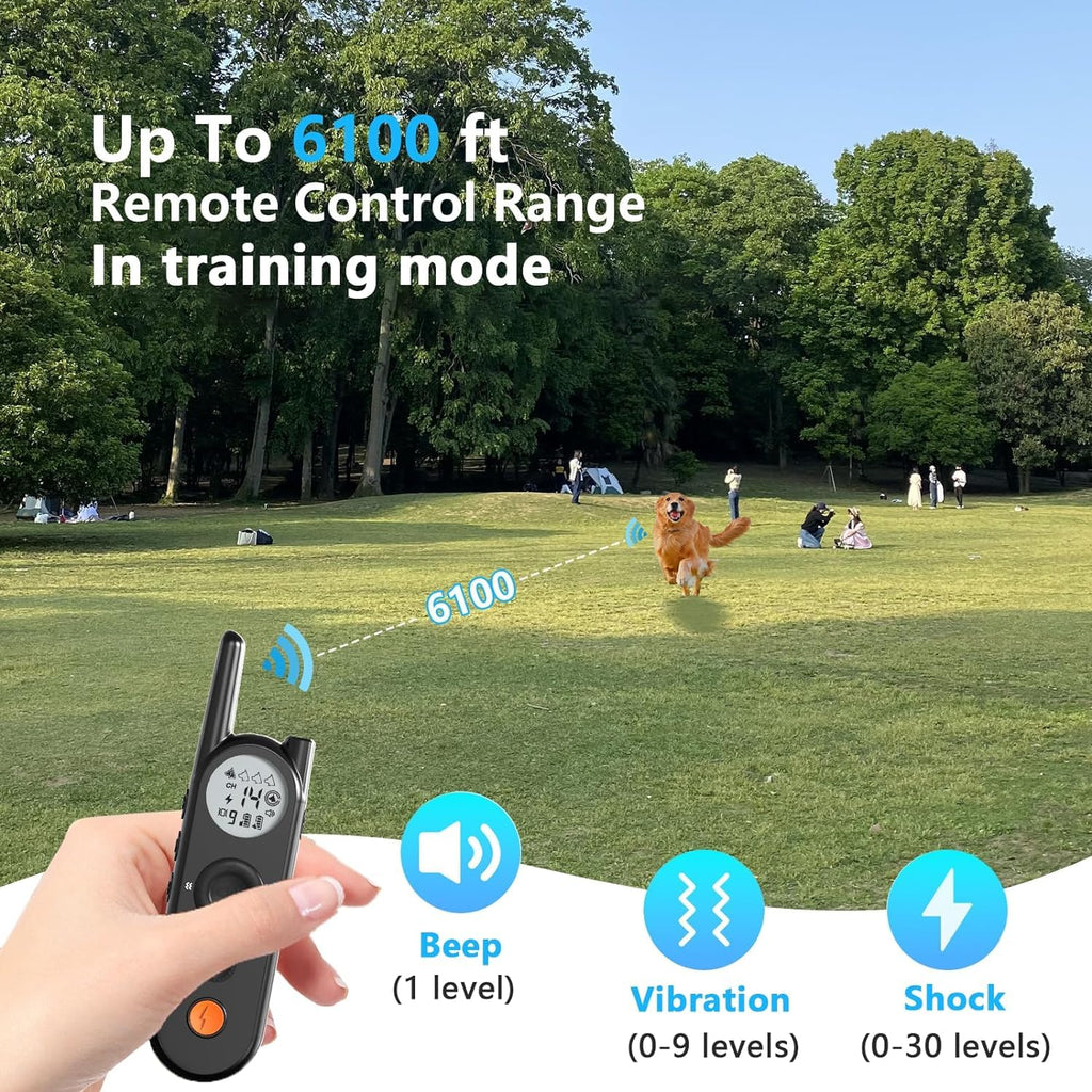 Wireless Dog Fence and Remote Training Collar, IPX7 Waterproof, Black K49986