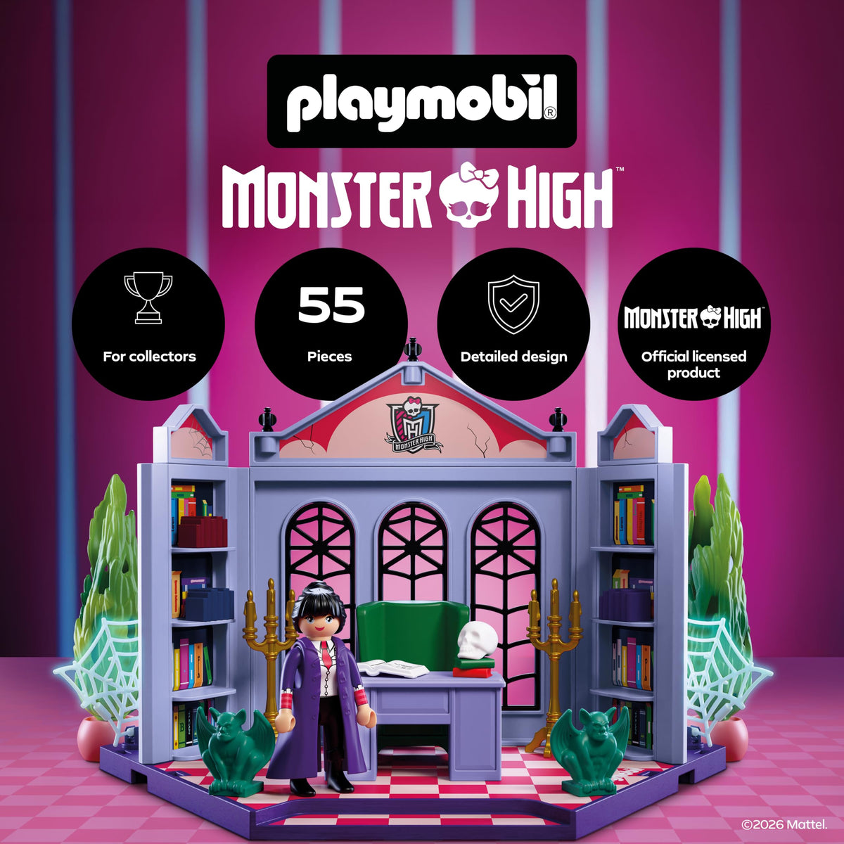 Monster High Office Playset with Desk and Glow-in-the-Dark Spider Webs C23657