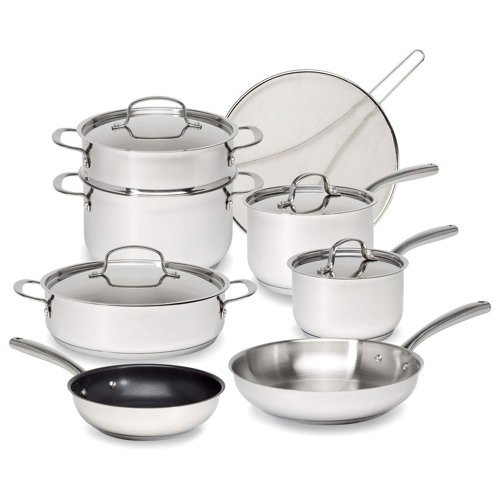 12-Piece Stainless Steel Cookware Set with Non Stick Frying Pan S4397