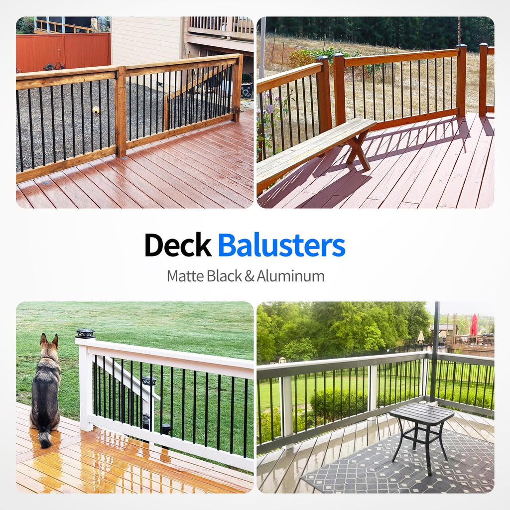 101 Pack 26" x 3/4" Black Round Aluminum Balusters B500