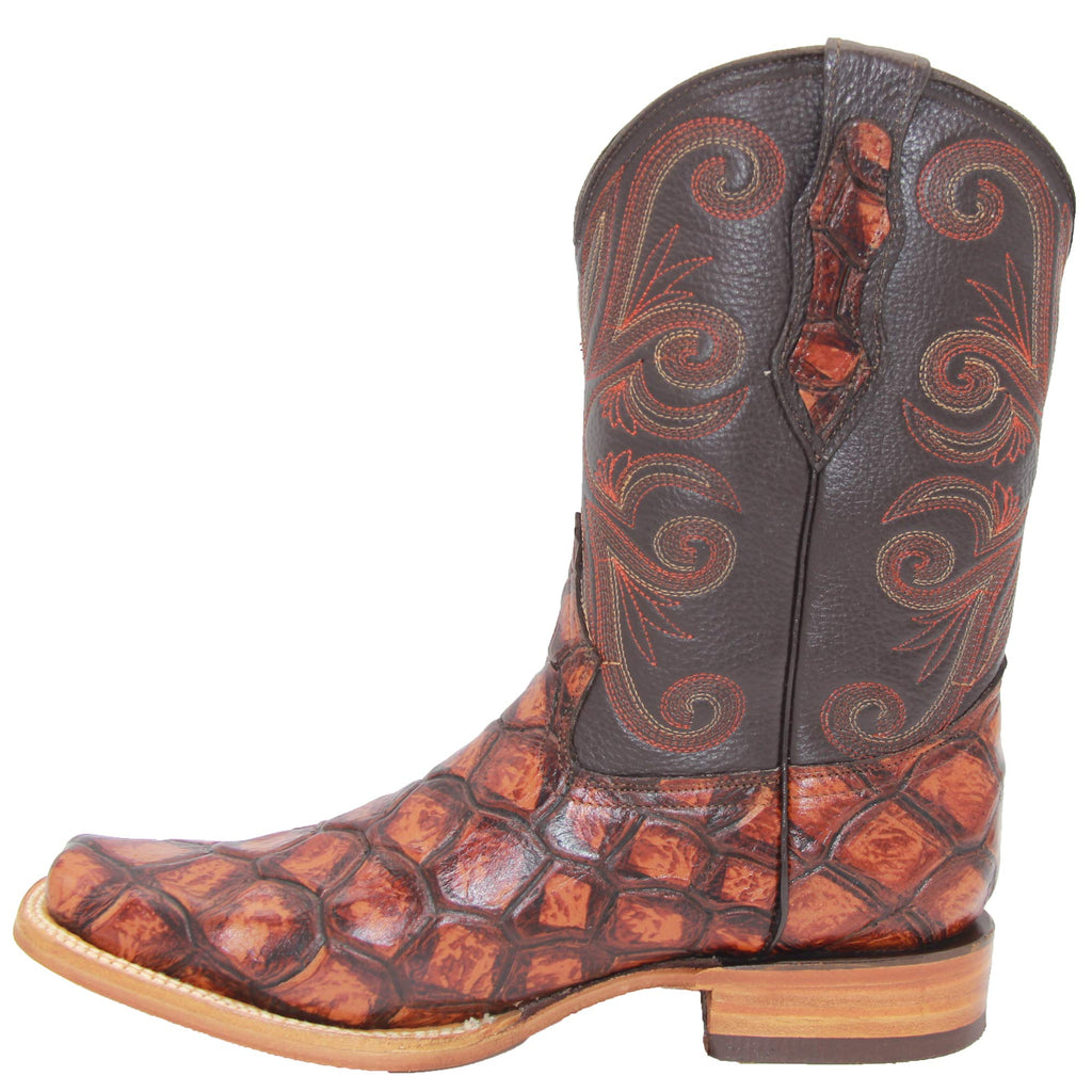 Leather Pirarucu Fish Print Western Boots Y97134