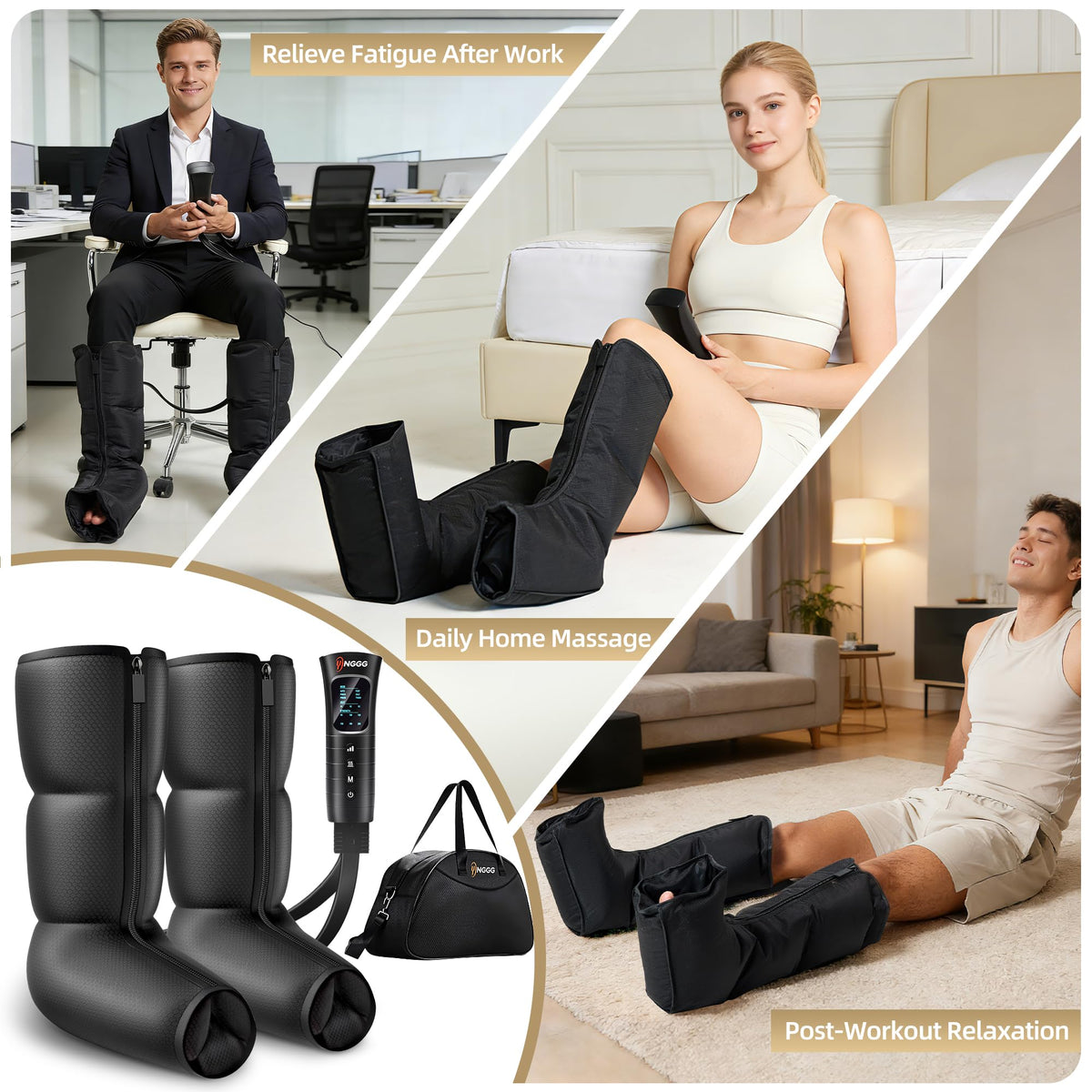 Leg Compression Massager with Heat, Foot & Calf Massager Boots S539