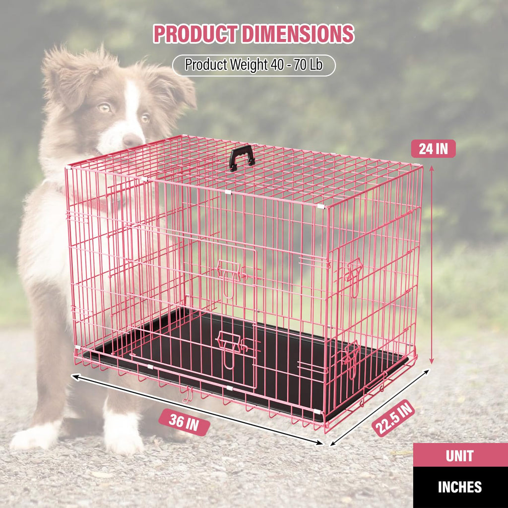 36" Metal Wire Folding Dog Crate with Divider Panel M733048