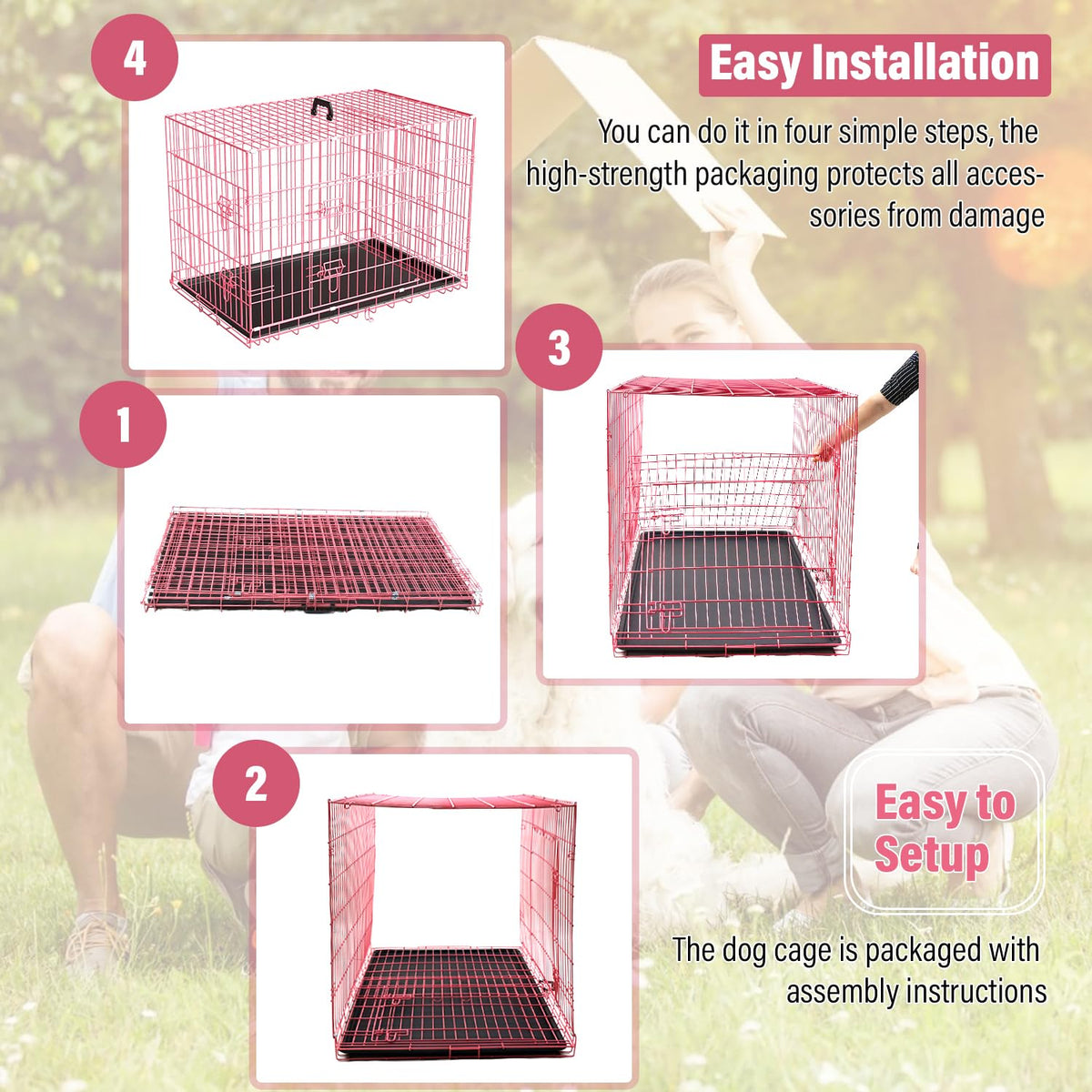36" Metal Wire Folding Dog Crate with Divider Panel M733048