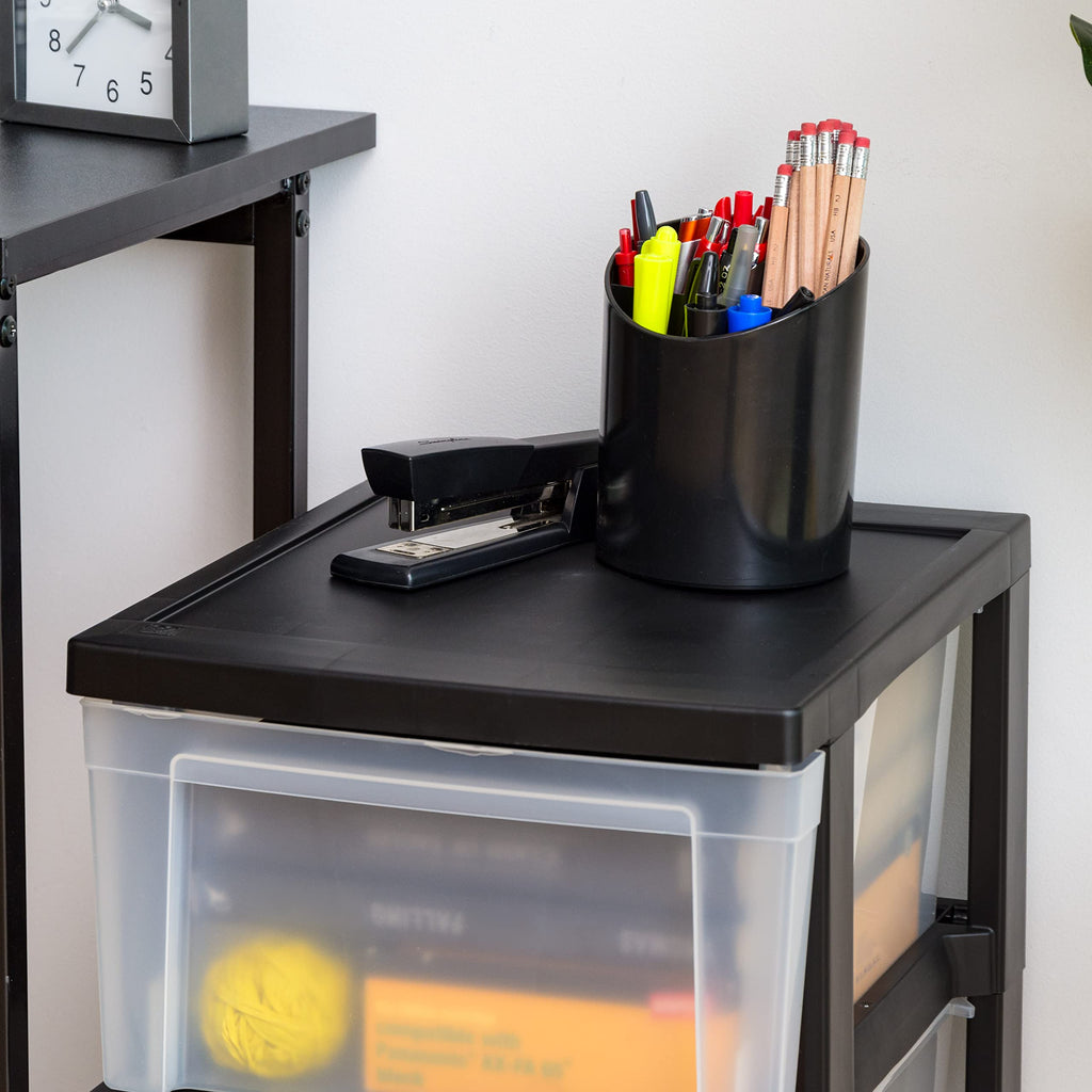 3 Drawer Slim Narrow Storage Organizer, 2-Pack, Black/Clear S837875