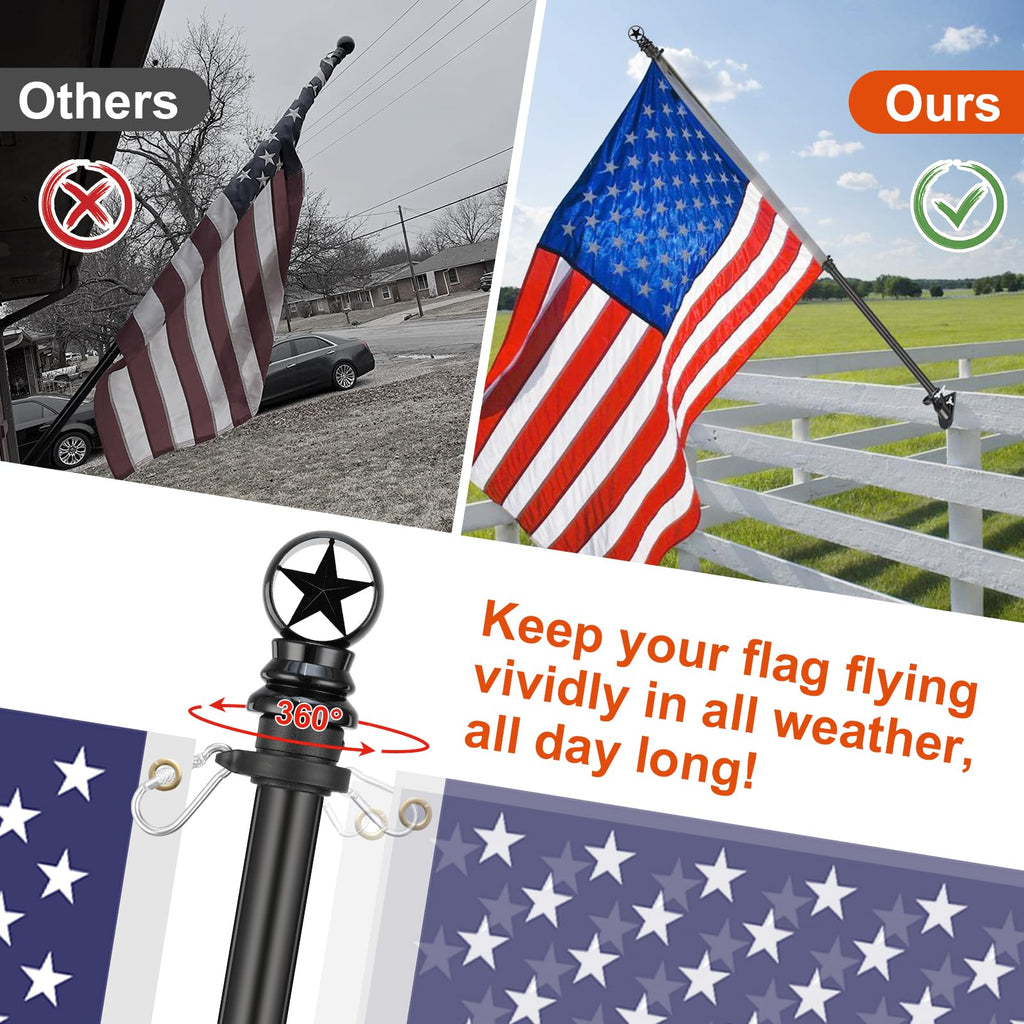 5ft Tangle-Free Stainless Steel Flag Pole Kit J436