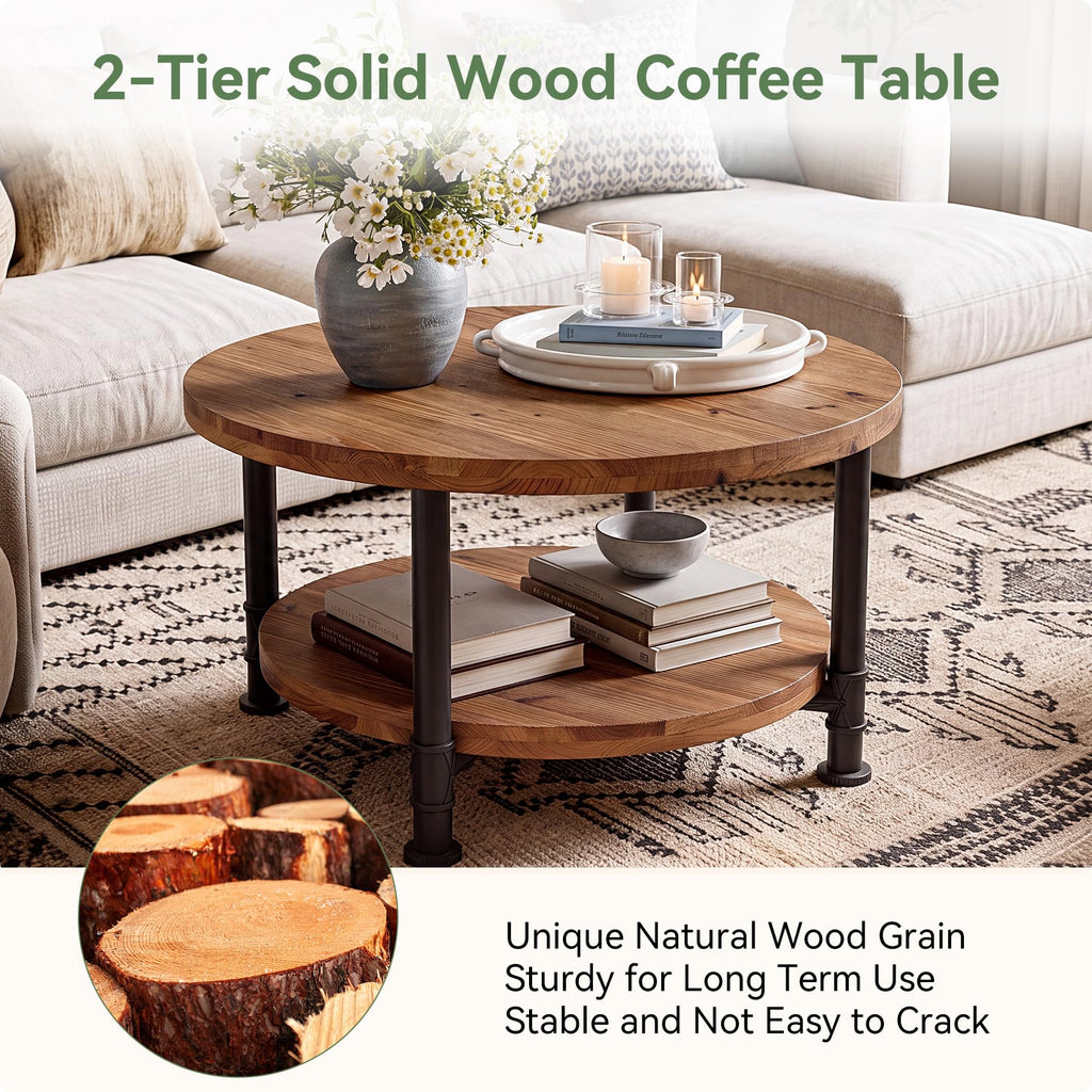 Solid Wood Round Coffee Table K42505