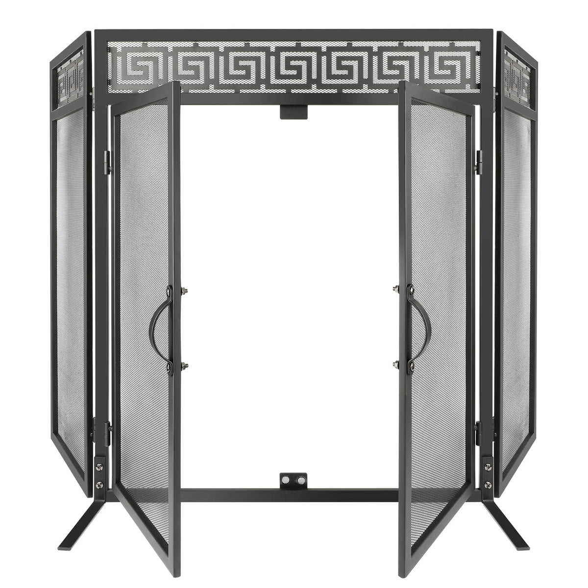 50"x32" Adjustable 3-Panel Fireplace Screen with Doors L95597