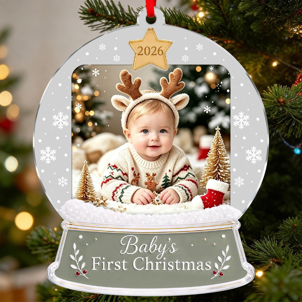 Baby's First Christmas Ornament 2026 Acrylic Photo Frame Ornament P76526