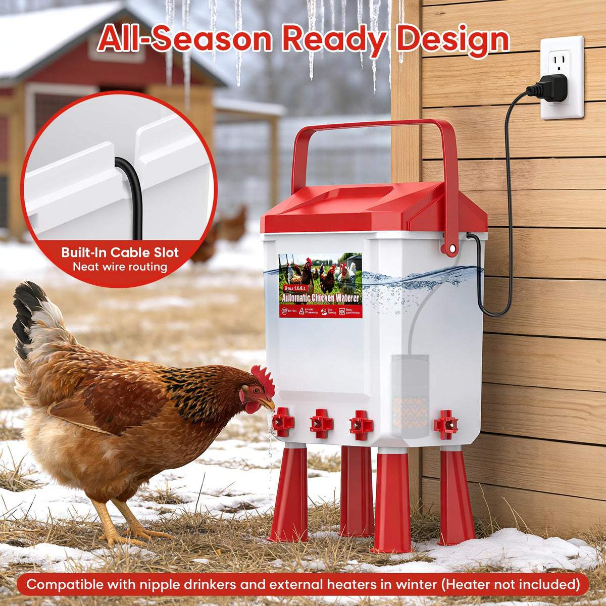Automatic Chicken Waterer with Float Valve, 3 Gallons B517