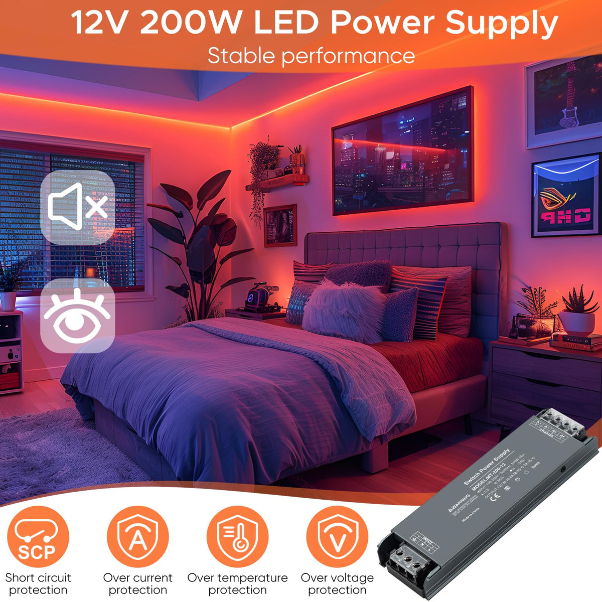12V 200W LED Power Supply 16.6A F655362