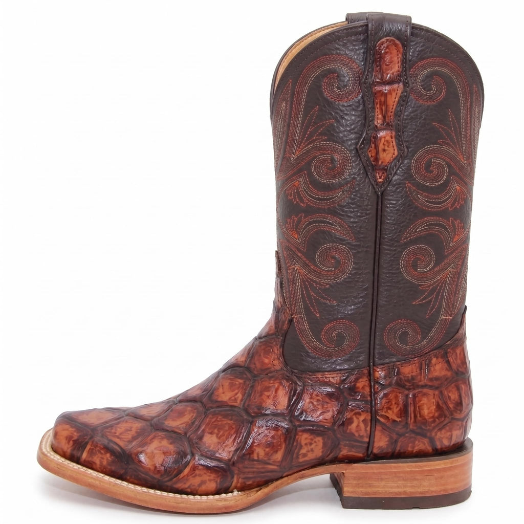Leather Pirarucu Fish Print Western Boots Y97134
