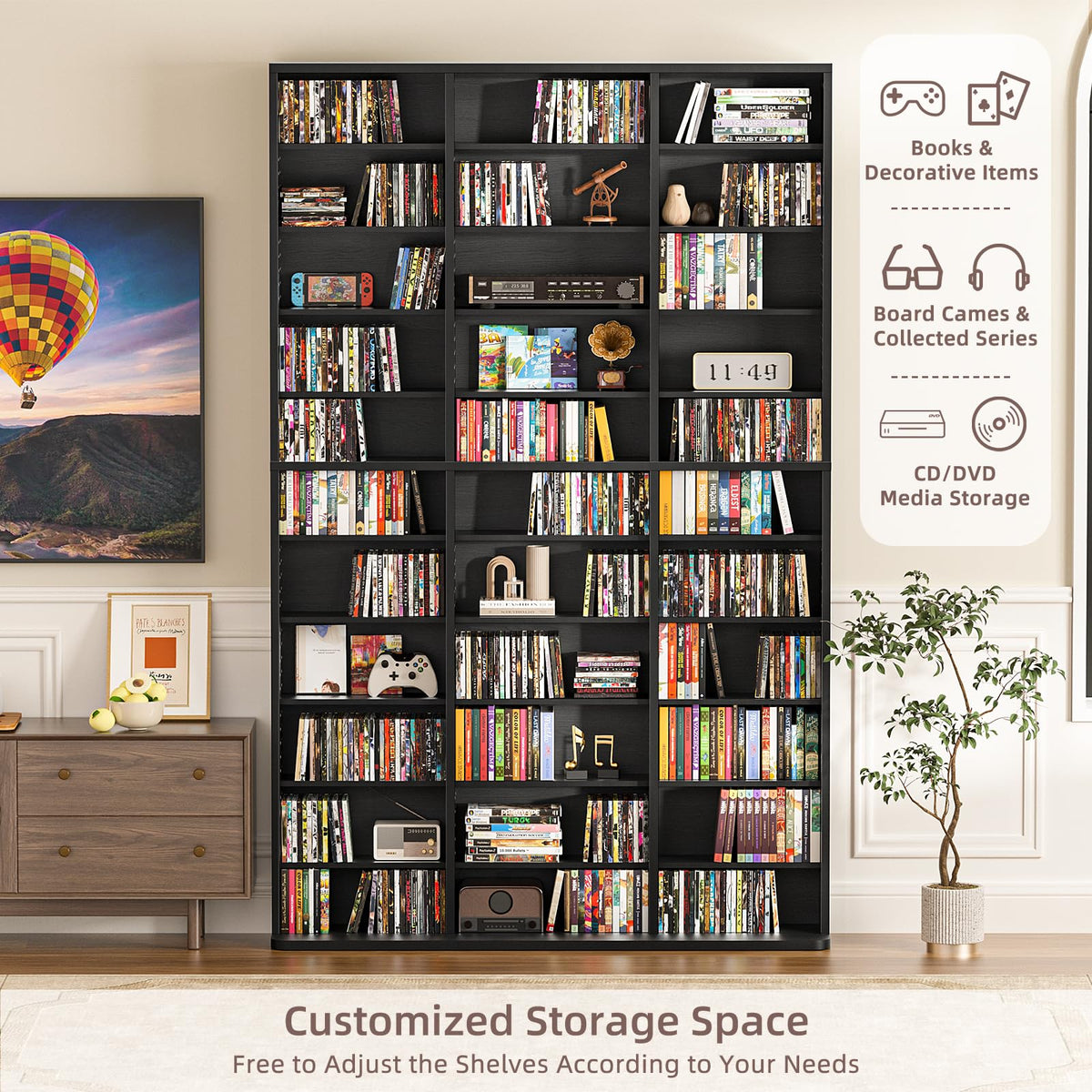 Black 11 Tier Display Cabinet W90716