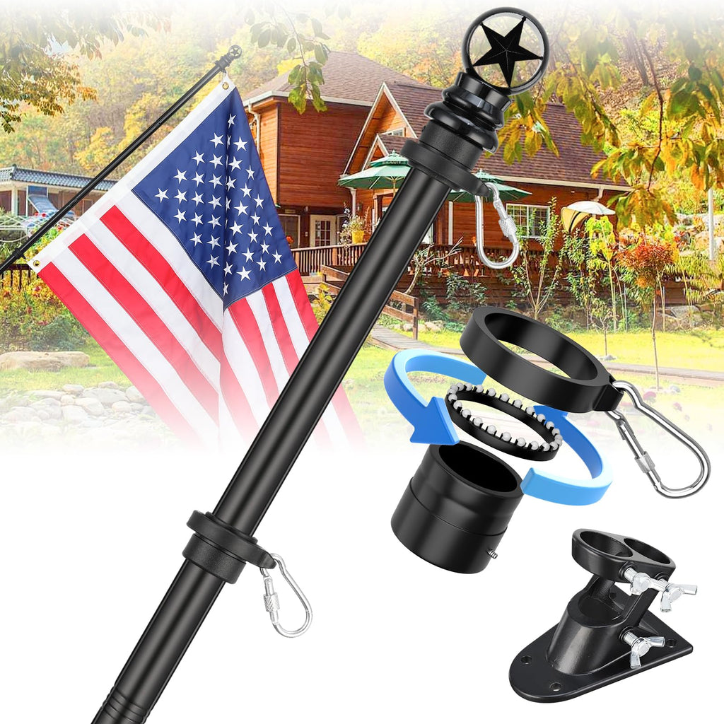 5ft Tangle-Free Stainless Steel Flag Pole Kit J436