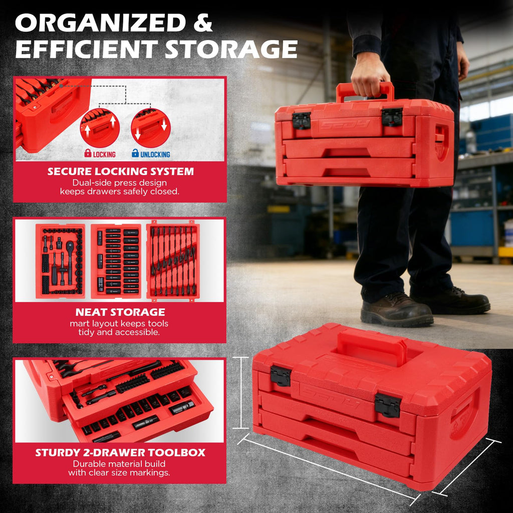 132-Piece SAE/Metric Mechanics Tool Set with Storage Case U337