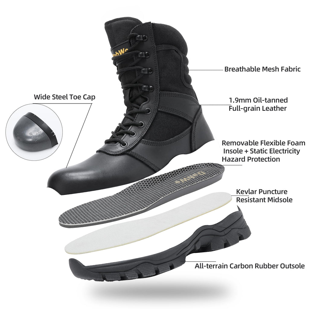 Tactical Boots Steel Toe Side Zipper 8 inches A200419