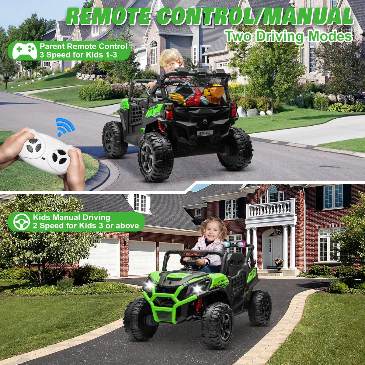 Green 2-Seater Ride On Car Truck B136