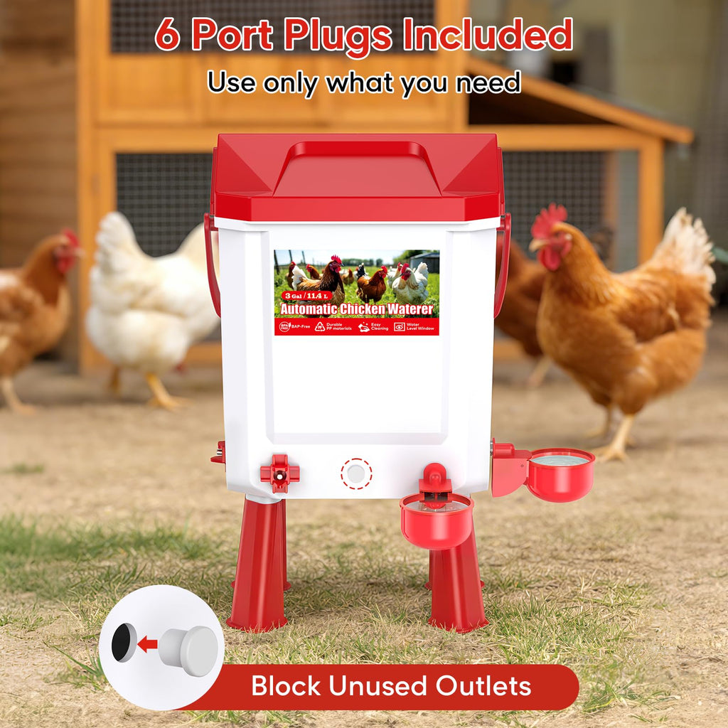 Automatic Chicken Waterer with Float Valve, 3 Gallons B517