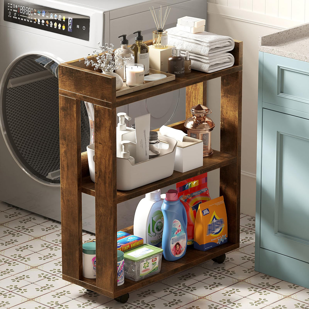 3-Tier Small Bookshelf with Wheels B22521