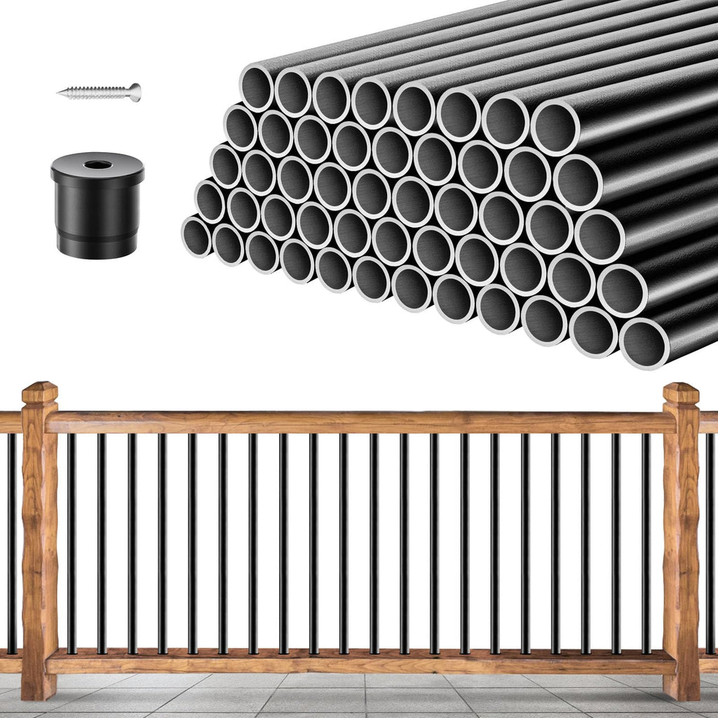 101 Pack 26" x 3/4" Black Round Aluminum Balusters B500