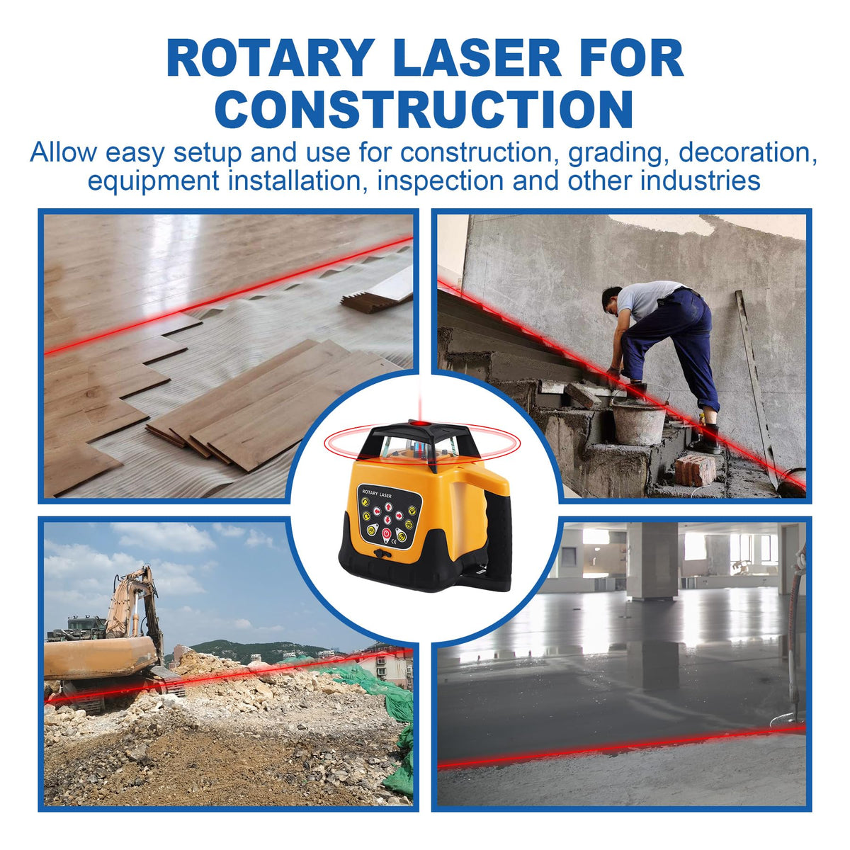 Red Beam Rotary Laser Level Kit with Tripod B317928