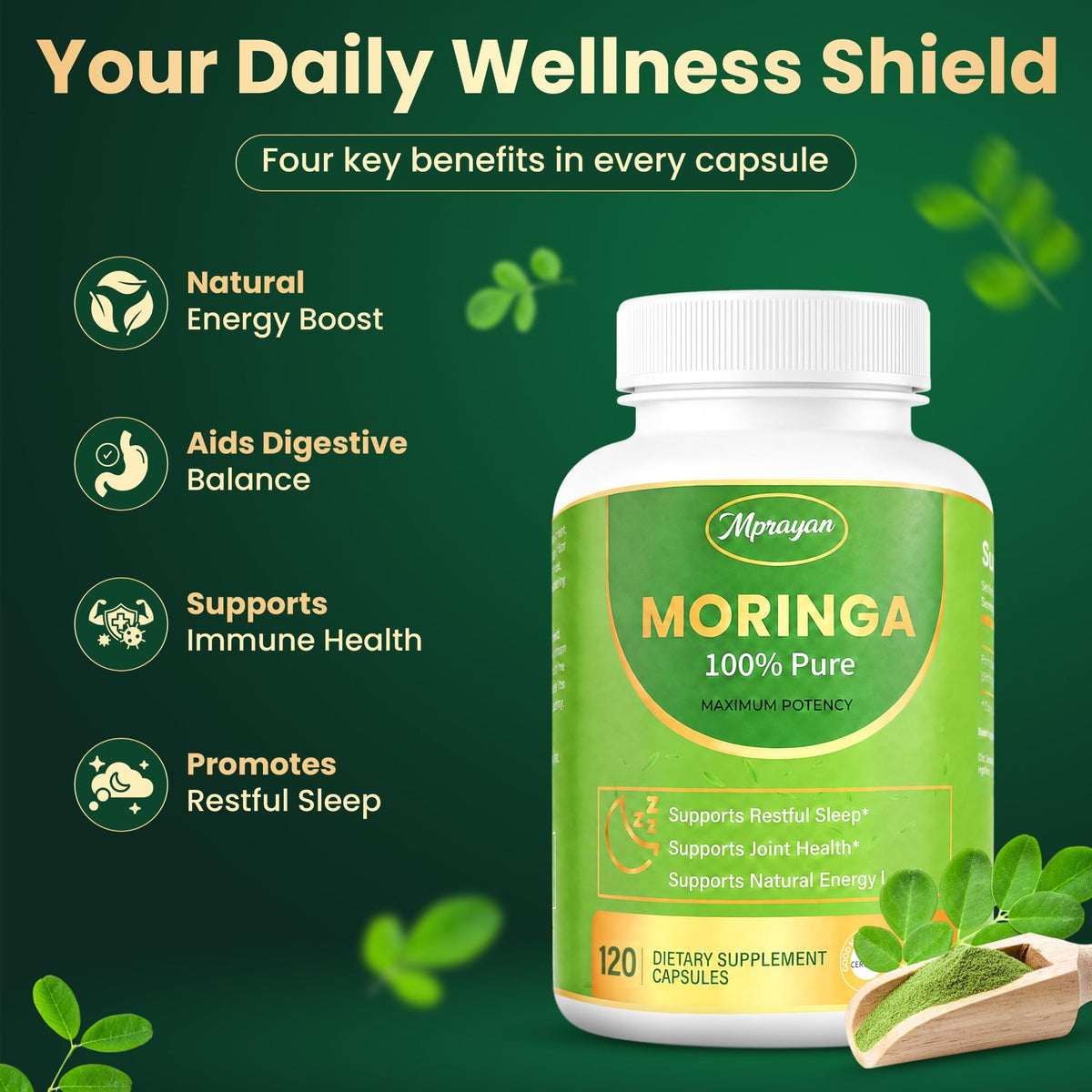 Moringa Capsules 1600mg 120 Vegan Capsules I965