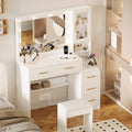 White Vanity Table with Drawer and Mirror D83534