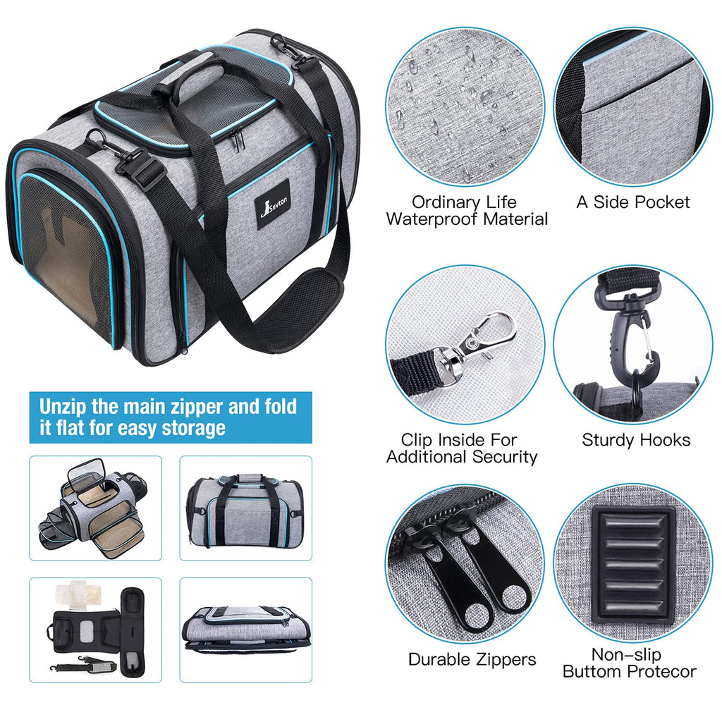 Airline Approved Expandable Soft Sided Pet Carrier with Fleece Pad Y84495