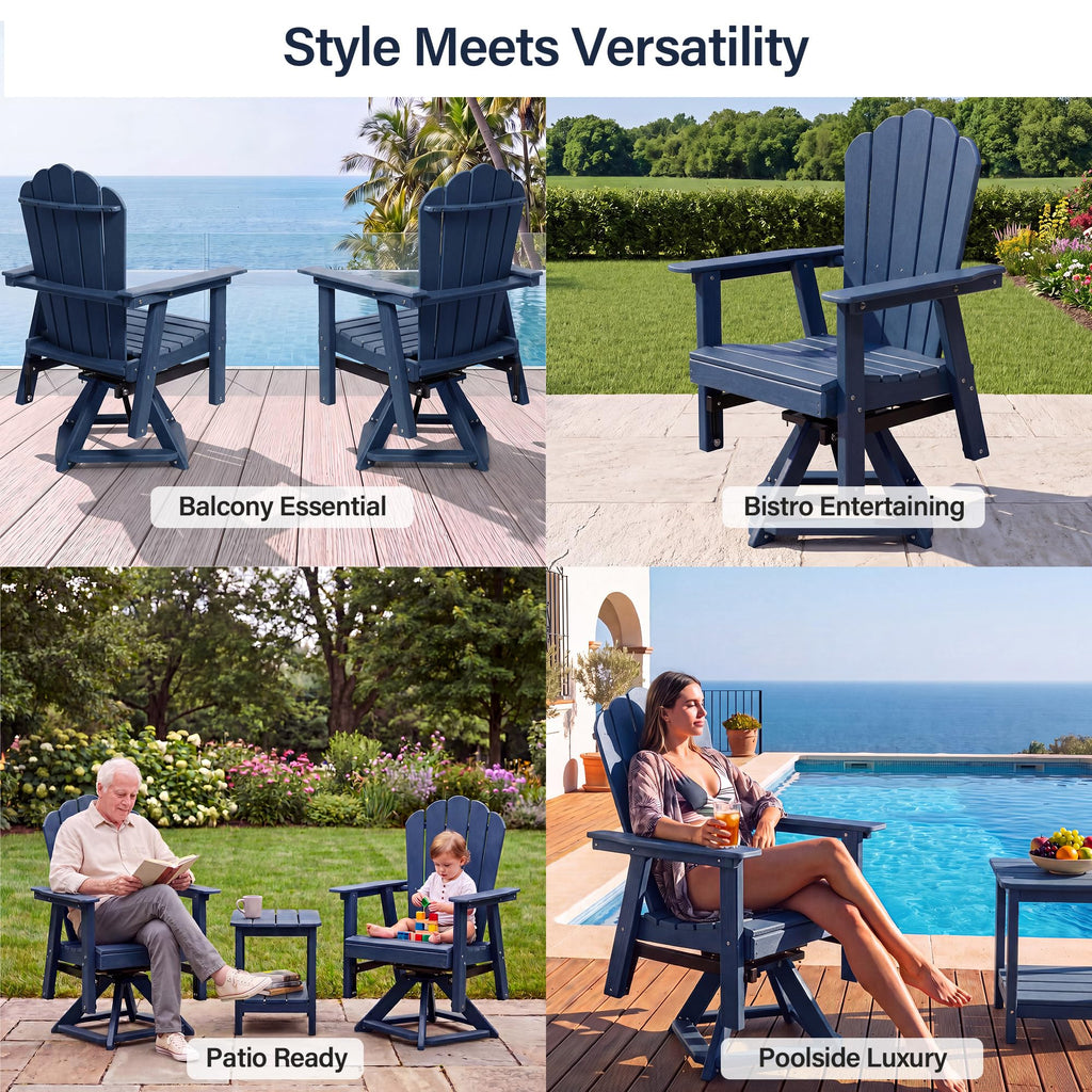 HDPE Swivel Adirondack Chair Set of 2 Navy Blue G733953