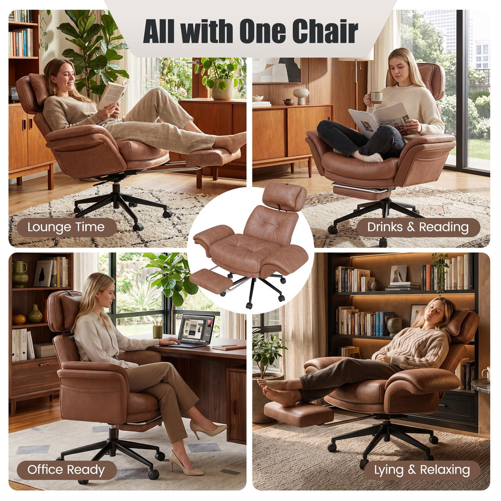 Brown Criss Cross Office Chair with Flip-Up Armrests and Headrest Y4000