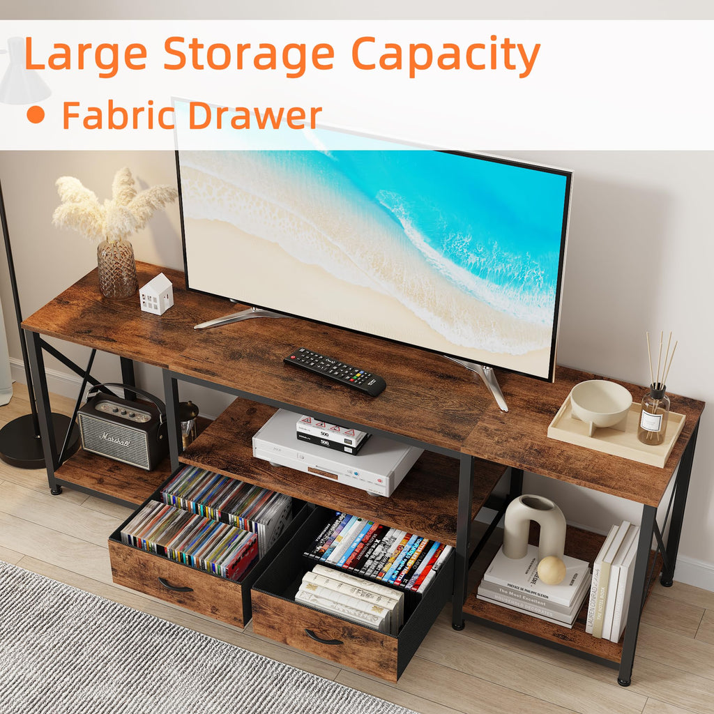 Fabric Drawers TV Stand for 65 70 75 Inches TV X86331