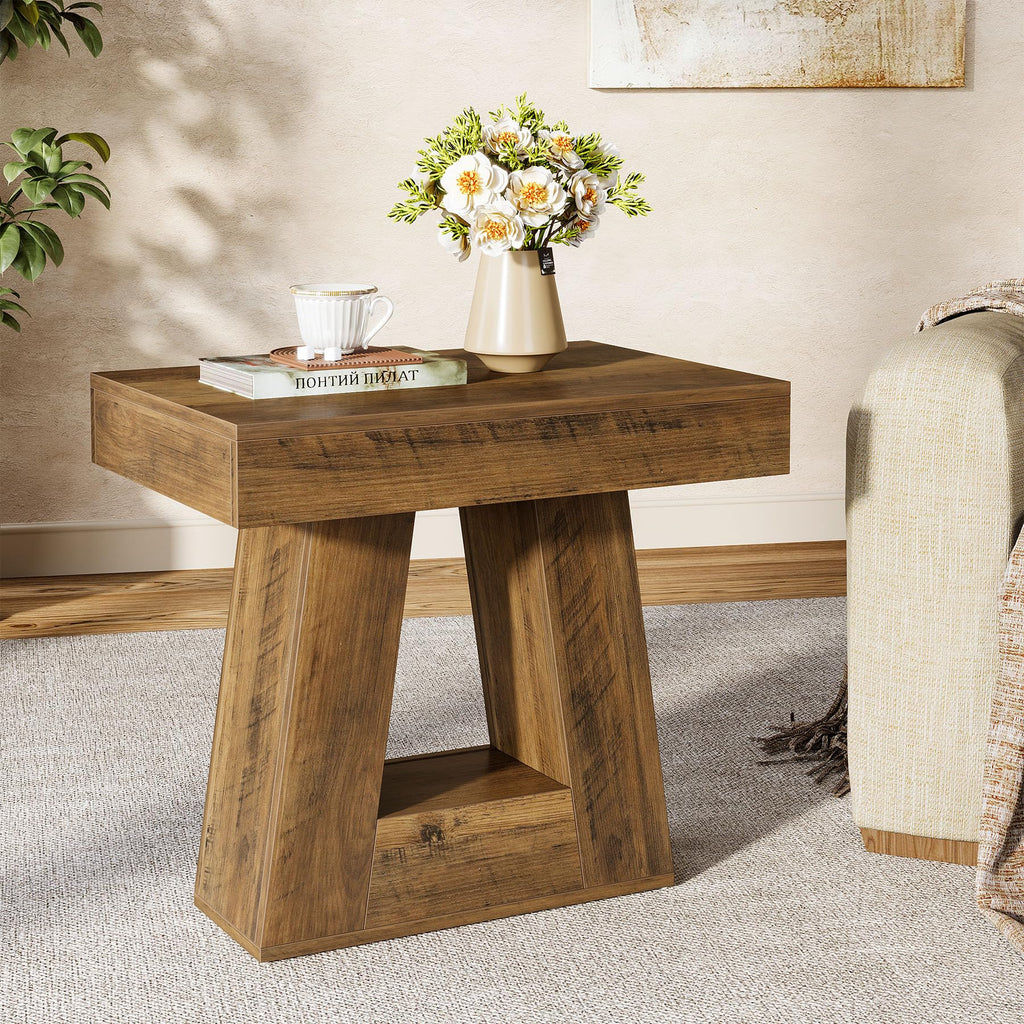 24" 2-Tier Narrow Wooden Side Table Set of 2 G9242