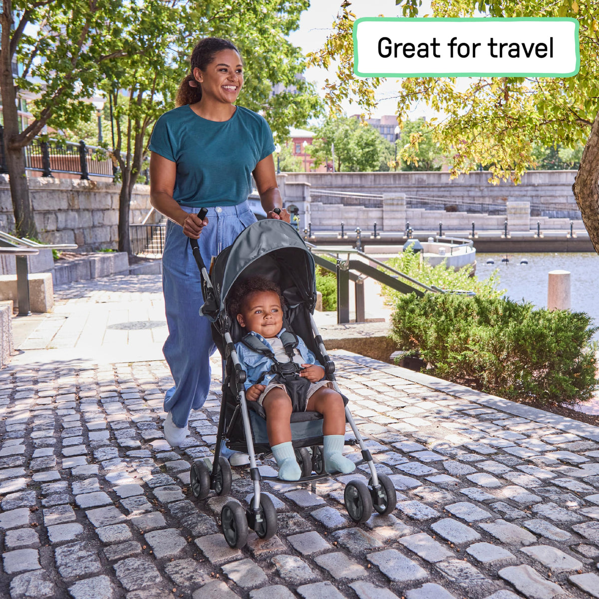 Lightweight Compact Fold Stroller with Canopy and Recline, Slate Grey J337671