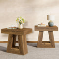 24" 2-Tier Narrow Wooden Side Table Set of 2 G9242