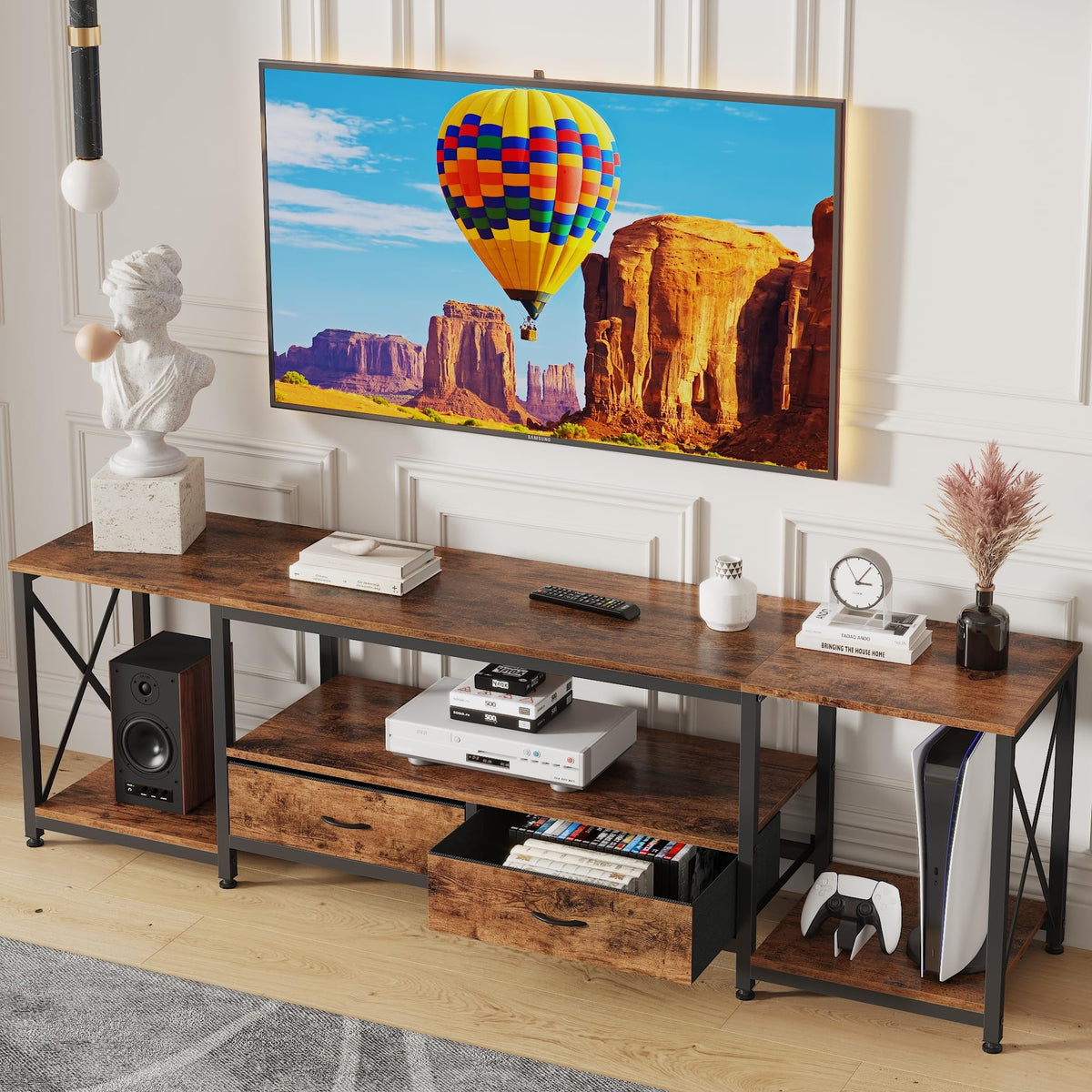 Fabric Drawers TV Stand for 65 70 75 Inches TV X86331