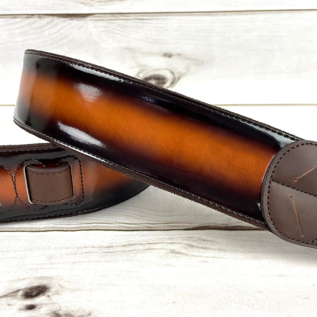 Sunburst Finish Guitar Strap with Pick Pockets & Padded Velour Back Q640638